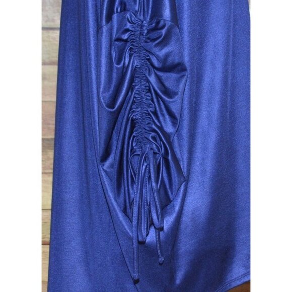 Jennifer Lopez Silky Blue Blouse Top Size XXL 3/4 Rushed Sleeve Career Night Out - Picture 5 of 9